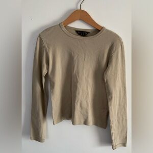 Abercrombie & Fitch Beige Long-Sleeve Crewneck Top